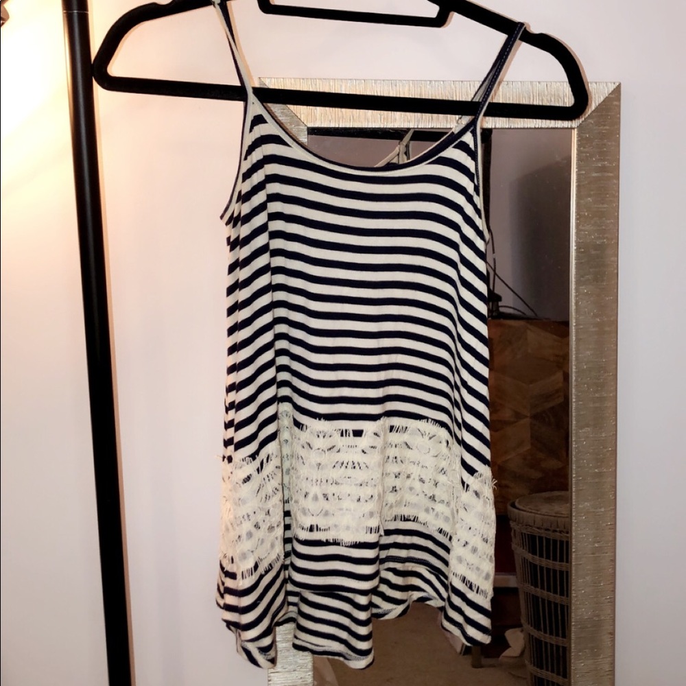Black and white striped tank